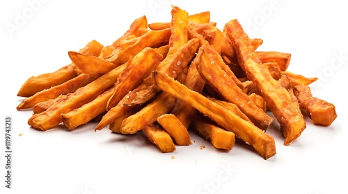 french fries on white background