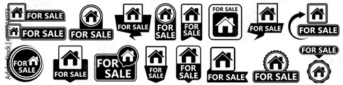 set collections labels home for sell sign. selling property symbol icon design vector illustration