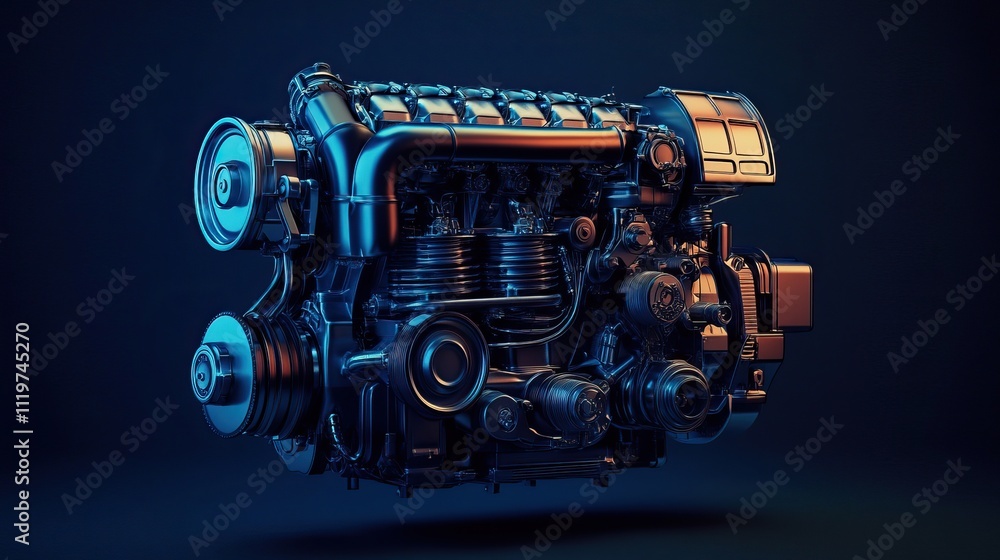 Powerful Engine in Blue and Orange Lighting Powerful Engine in Blue and Orange Lighting