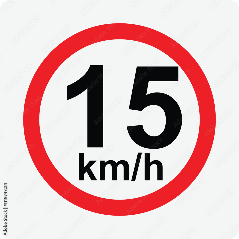 Speed limit 15 kmh signage vector illustration Speed limit 15 kmh signage vector illustration