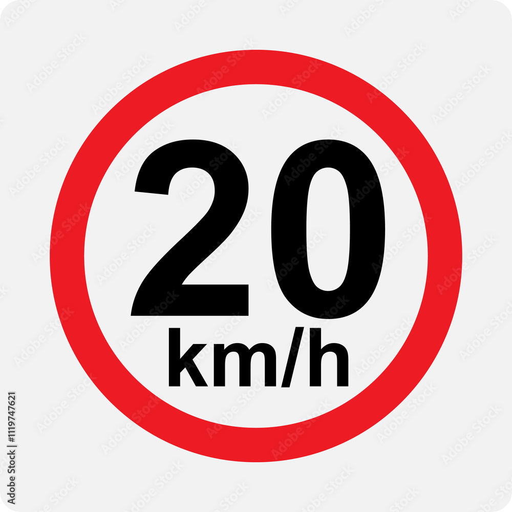 Speed limit 20 kmh signage vector illustration
Speed limit 20 kmh signage vector illustration