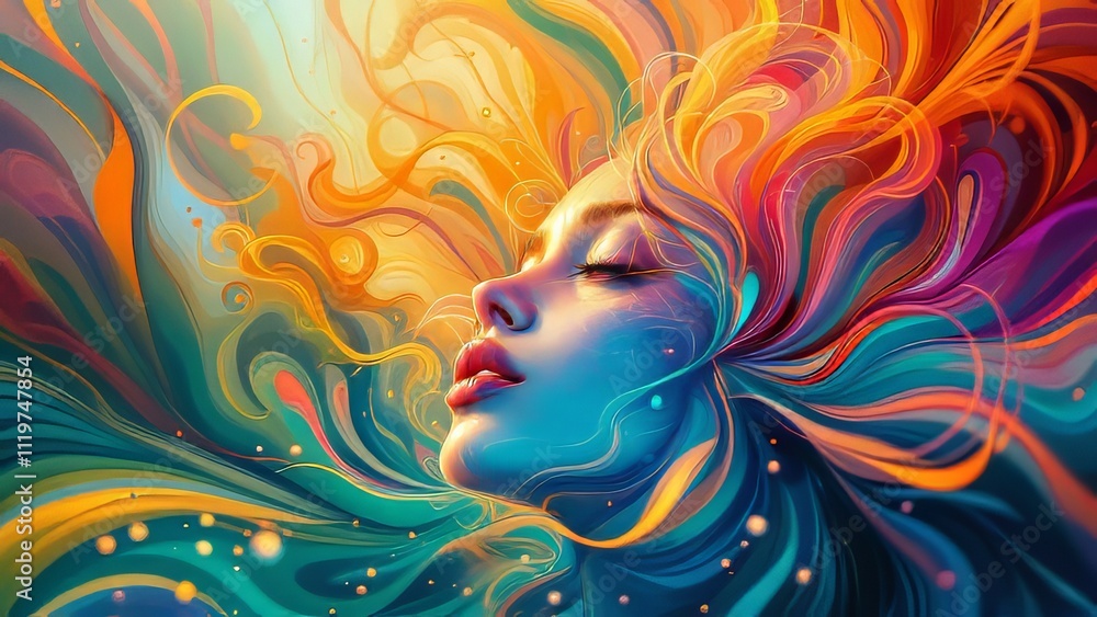 Psychedelic double-exposure, summer music party. Vibrant abstract background. Psychedelic double-exposure, summer music party. Vibrant abstract background.