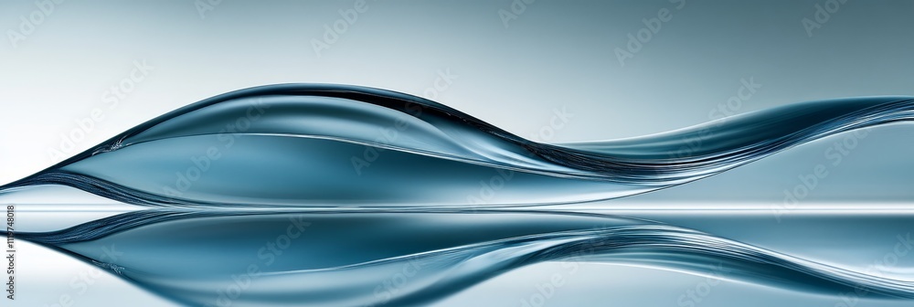Fototapeta premium Abstract Fluid Blue Waves, Elegant Glossy Satin with Luminous 3D Render Illustration Background