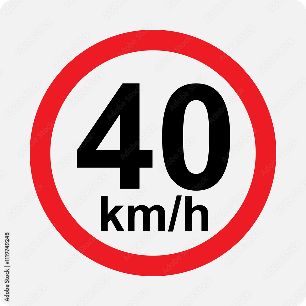 Speed limit 40 kmh signage vector illustration Speed limit 40 kmh signage vector illustration