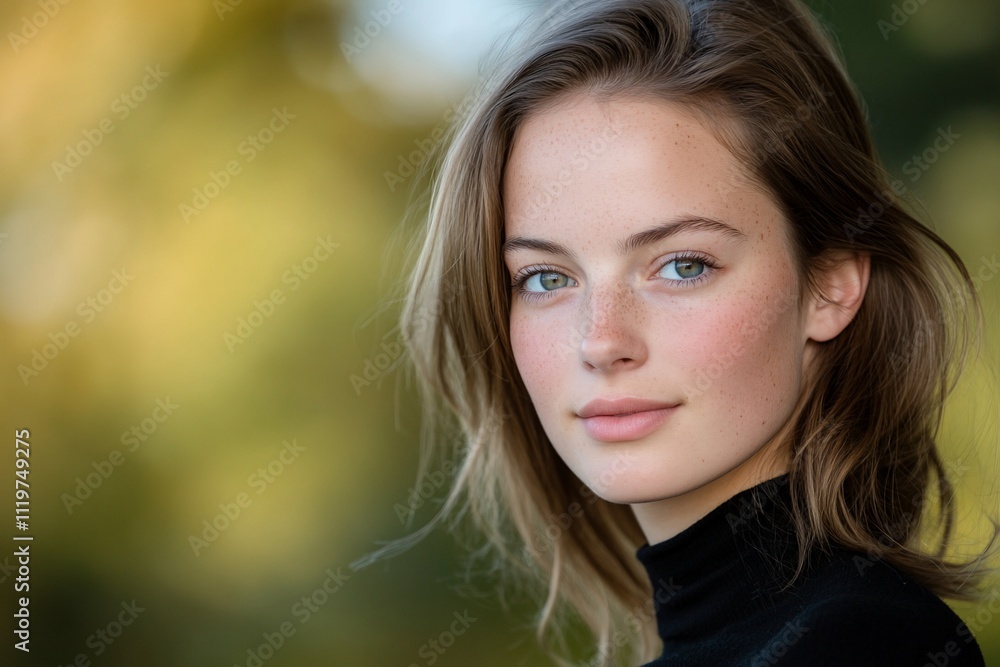 Portrait of a young woman with freckles and light brown hair, looking directly at the camera. Portrait of a young woman with freckles and light brown hair, looking directly at the camera.