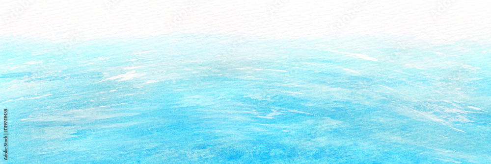 Obraz premium 澄んだ青い海みたいな水色と白色の水彩背景