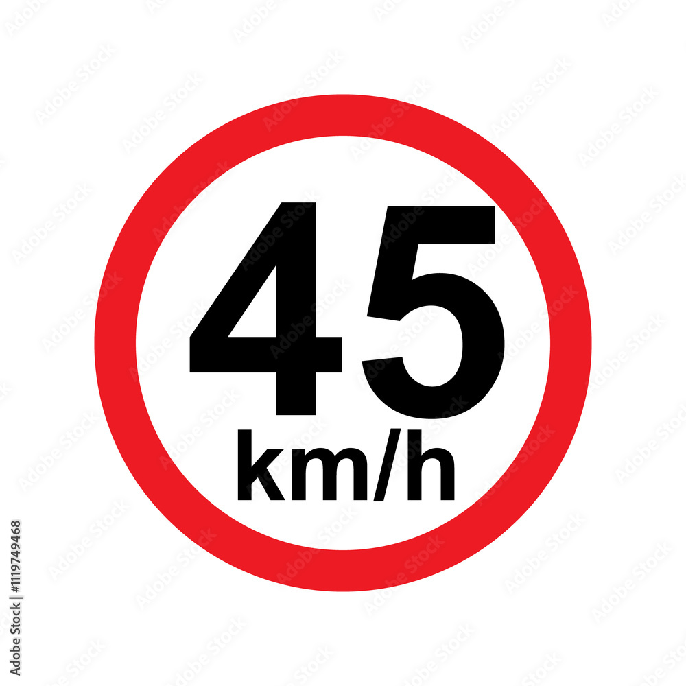 Speed limit 45 kmh signage vector illustration Speed limit 45 kmh signage vector illustration