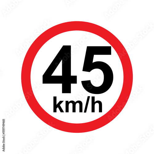 Speed limit 45 kmh signage vector illustration