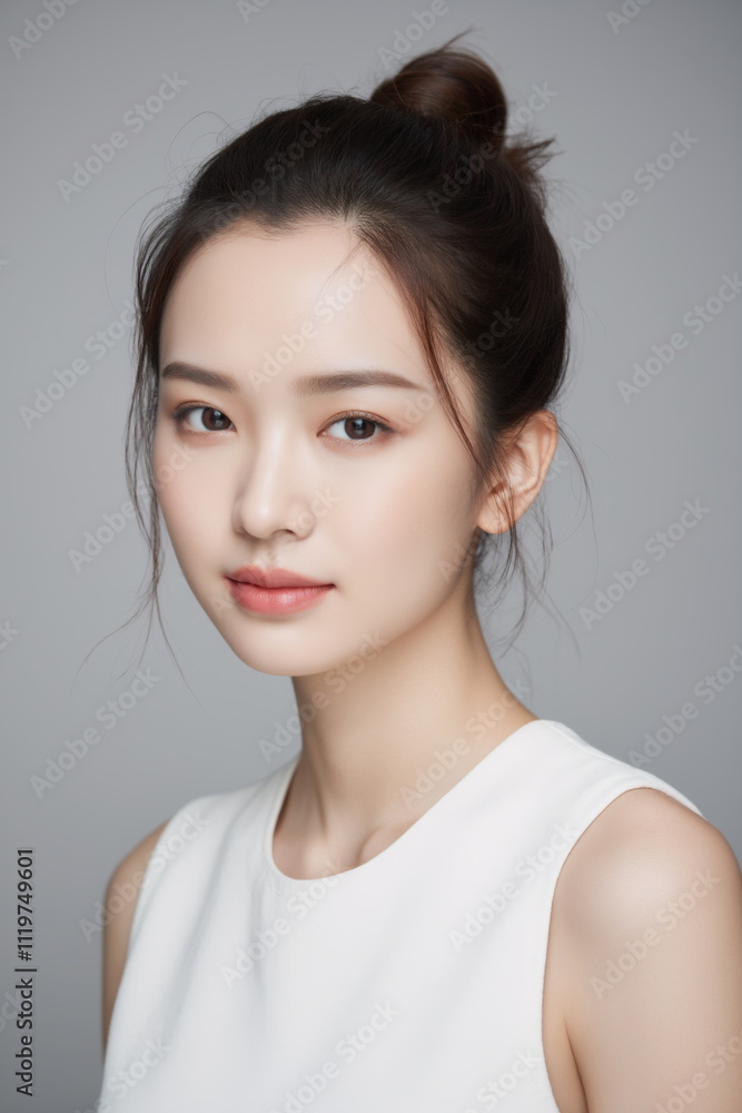 Fototapeta premium Elegant Young Japanese Woman with Minimalist Style