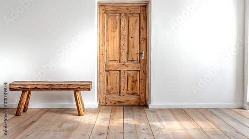 A beautifully crafted wooden door with intricate carvings and a rich