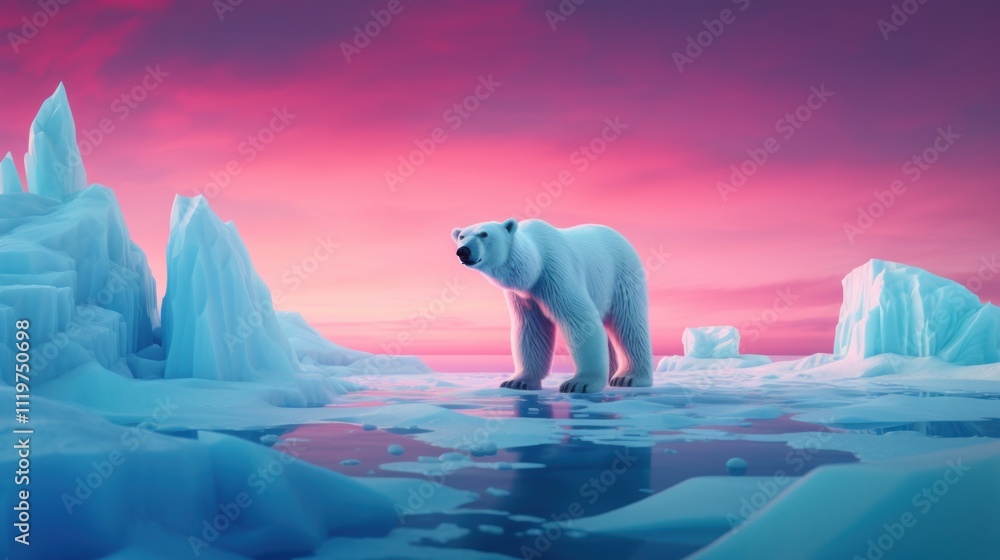 Polar bear above an iceberg in the arctic ocean Polar bear above an iceberg in the arctic ocean