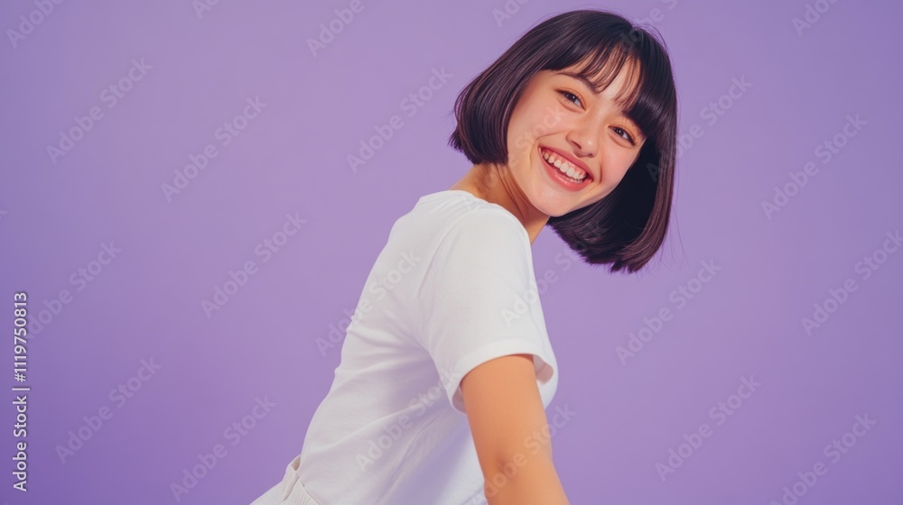 A young girl wearing a white shirt smiles directly at the camera