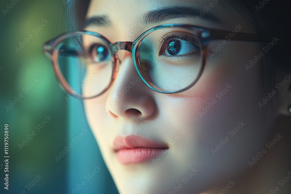A close-up shot of a woman with glasses on her face A close-up shot of a woman with glasses on her face