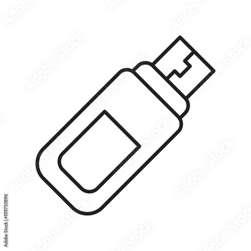 pendrive line icon with white background vector stock illustration