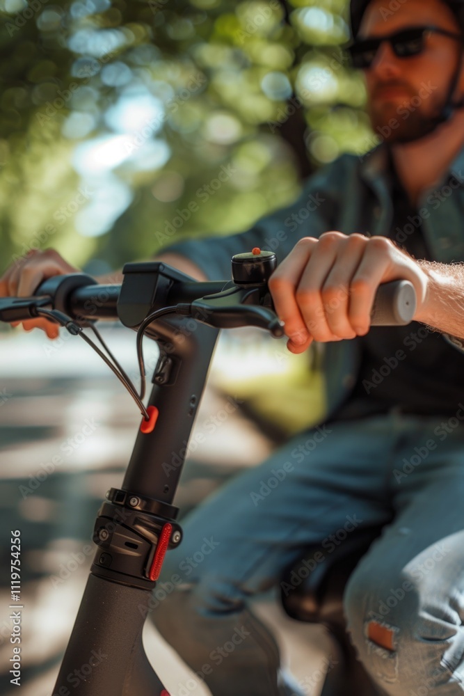 A person rides a bicycle while wearing a helmet for safety A person rides a bicycle while wearing a helmet for safety