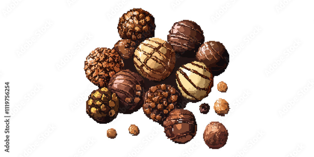 Obraz premium Assorted chocolate truffles isolated on transparent background