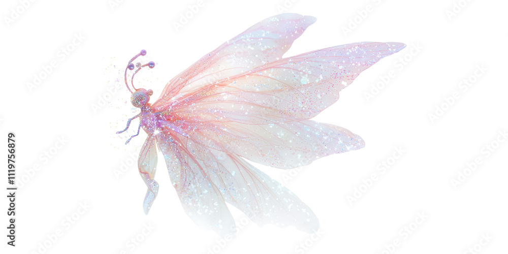 Ethereal pink glittering fairy wings isolated on transparent background Ethereal pink glittering fairy wings isolated on transparent background