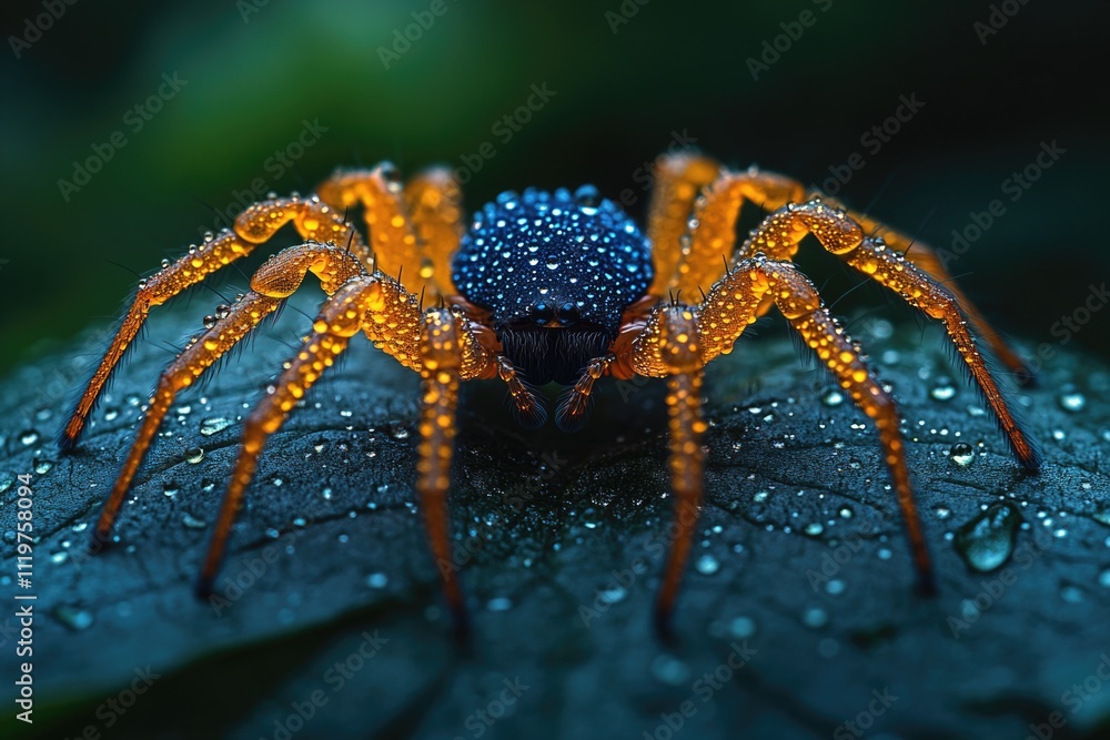 Close-up view of a spider sitting on a leaf Close-up view of a spider sitting on a leaf