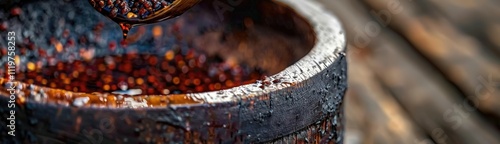 Close-up RAW Style of Traditional Thai fish sauce fermentation, flavor enhancer