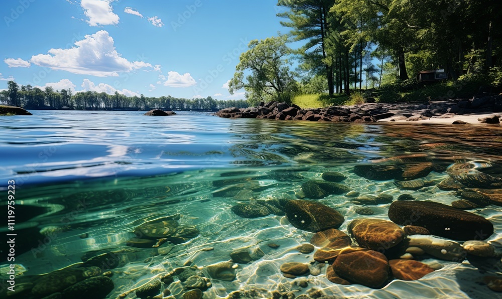 Clear Blue Waters Surrounded by Trees and Rocks Clear Blue Waters Surrounded by Trees and Rocks
