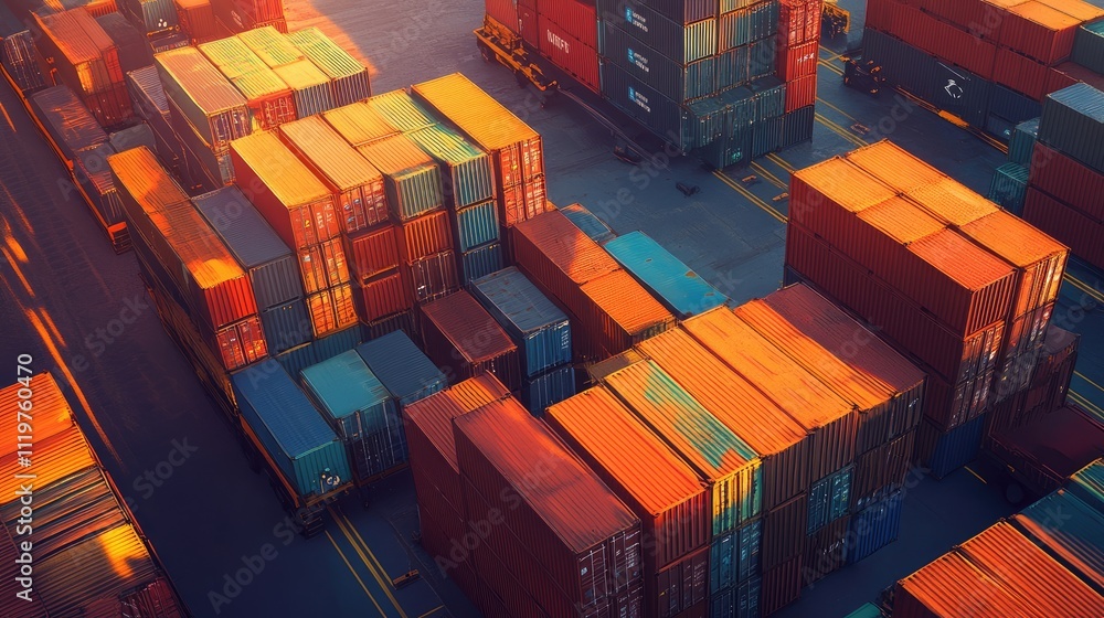 Fototapeta premium Containers in shipping yard, shipping port.
