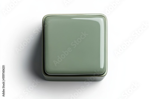 Sage Green Ceramic Box in Sharp, Modern Isolation