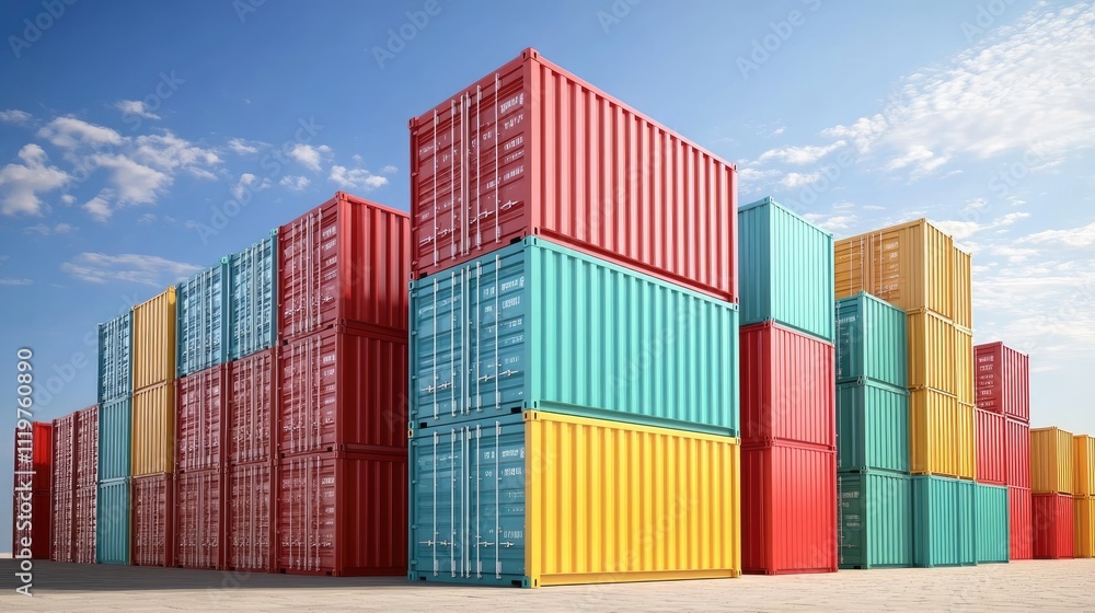 Containers in shipping yard, shipping port. Containers in shipping yard, shipping port.