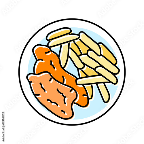chips fish color icon vector. chips fish sign. isolated symbol illustration