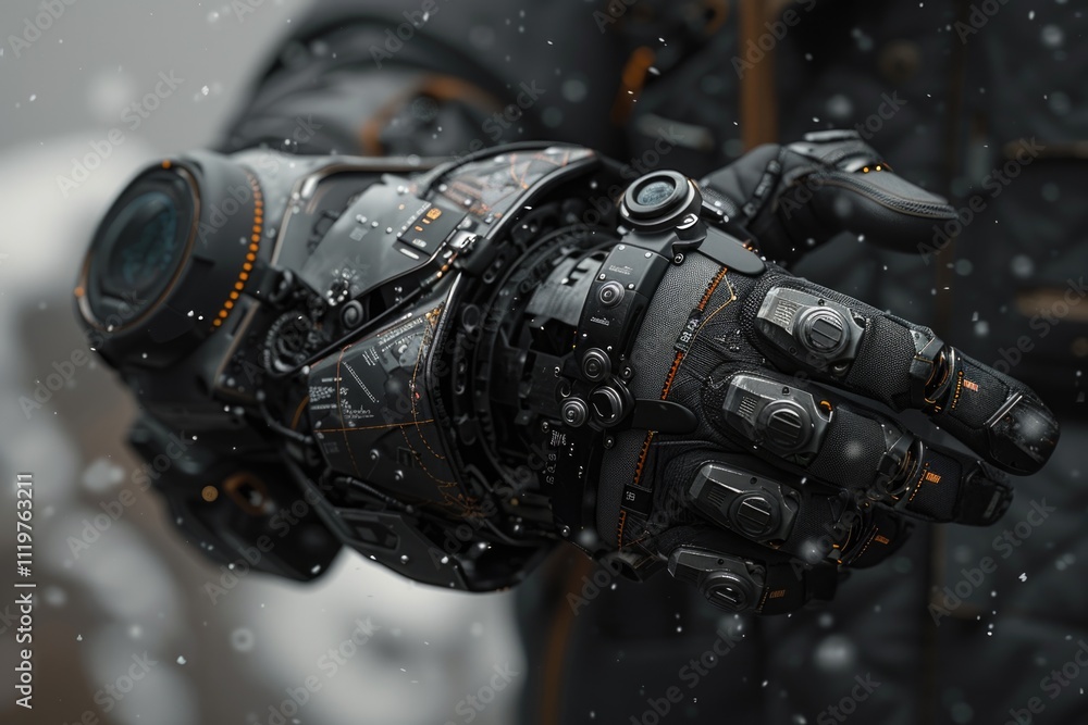 Close-up shot of a person's gloved hand holding onto snow, perfect for winter-themed designs and stories Close-up shot of a person's gloved hand holding onto snow, perfect for winter-themed designs and stories