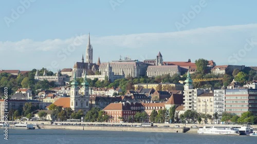 Stunning Fisherman's Bastion with Matthias Church Gothic Architecture with Colorful Zsolnay Roof Tiles in Budapest- Historic Roman Catholic Church Showcasing Medieval Spires and Ornate Details