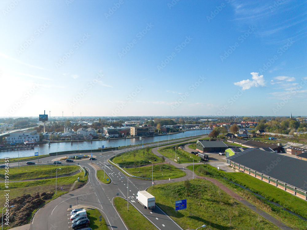 Fototapeta premium regional road N451 and motorway A12 and A20 at Waddinxveen