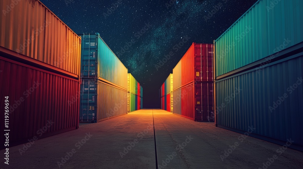 Fototapeta premium Containers in shipping yard, shipping port.