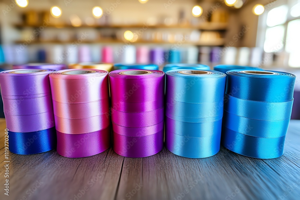 A Collection of Colorful Ribbons on a Spool A Collection of Colorful Ribbons on a Spool