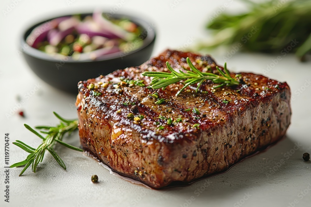 Savory Seared Steak with Herb and Salad Accompaniment Savory Seared Steak with Herb and Salad Accompaniment