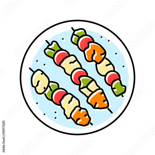 kebabs fish color icon vector. kebabs fish sign. isolated symbol illustration