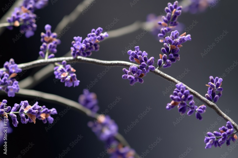 Close-up shot of purple flowers on a branch Close-up shot of purple flowers on a branch