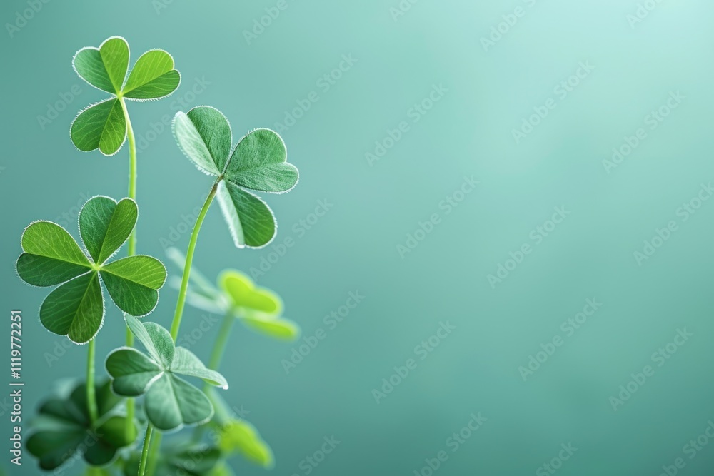 A close-up view of a rare plant with four leaves, perfect for botanical or nature-themed illustrations A close-up view of a rare plant with four leaves, perfect for botanical or nature-themed illustrations