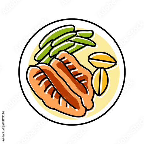 blackened fish color icon vector. blackened fish sign. isolated symbol illustration