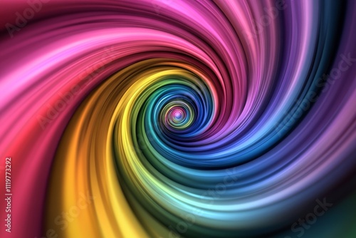 Vibrant and Colorful Swirling Abstract Background with Soft Gradient Hues of Pink, Purple, Blue, Green, and Yellow in a Spiraling Motion for Use in Artistic Designs