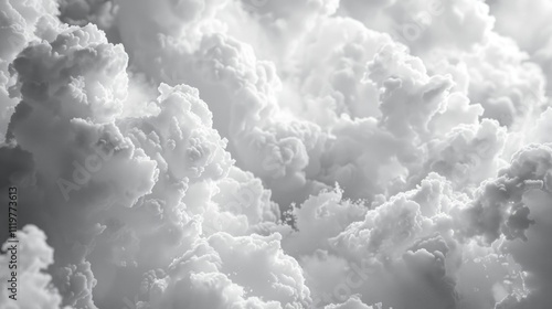 Fototapeta Naklejka Na Ścianę i Meble -  A close-up shot of clouds in black and white