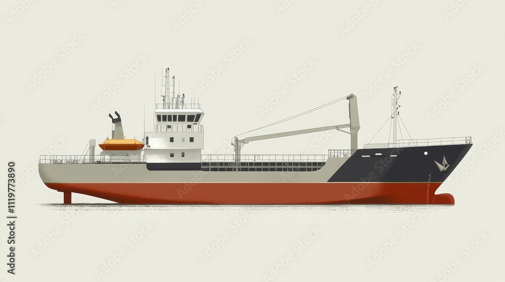 Fototapeta premium freight carrier flat design side view maritime logistics theme water color Split-complementary color scheme
