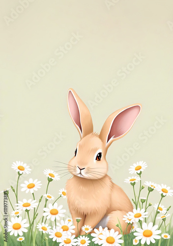 Easter Bunny in Spring Flowers