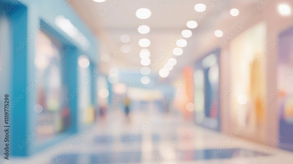 Defocused shopping mall interior with blurred lights and colorful displays creating an inviting retail atmosphere for background use Defocused shopping mall interior with blurred lights and colorful displays creating an inviting retail atmosphere for background use