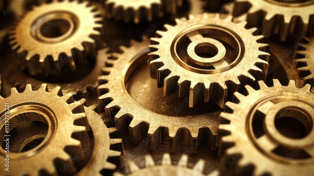 Golden gears symbolizing innovation and enhanced quality in services for improved user experience and customer satisfaction in business. Golden gears symbolizing innovation and enhanced quality in services for improved user experience and customer satisfaction in business.