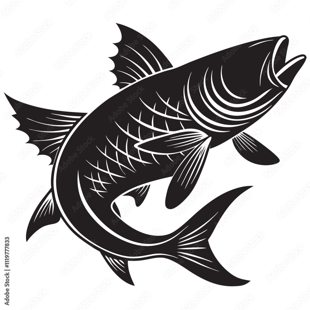 Fototapeta premium Fighting tarpon silhouette