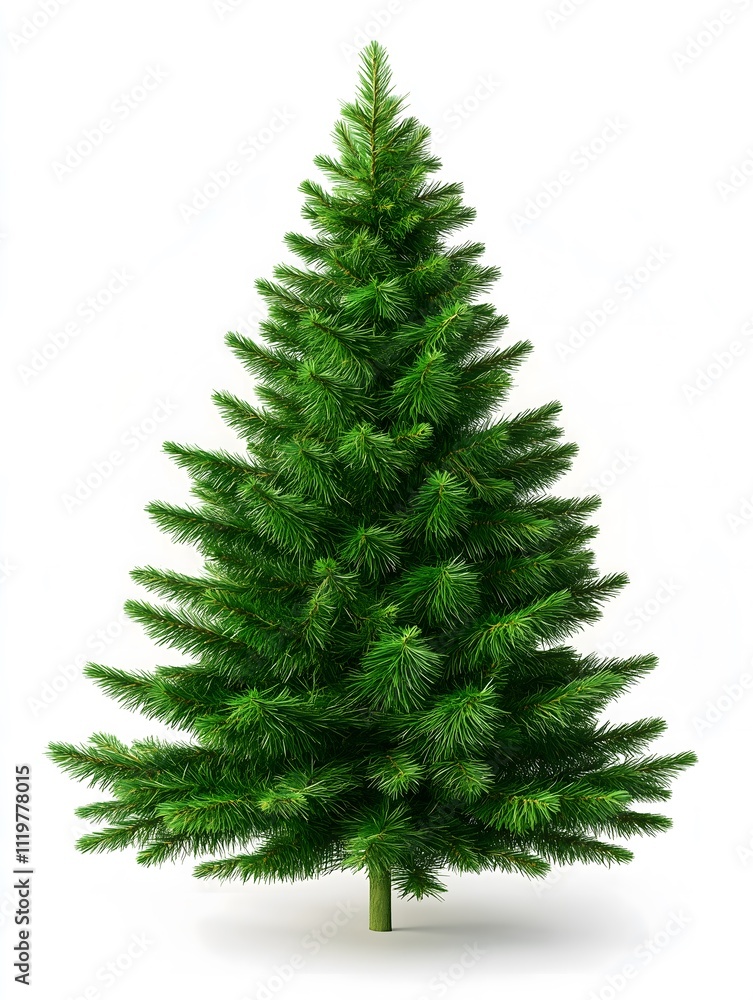 Fototapeta premium Realistic Green Christmas Tree on White Background