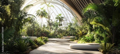 Serene Indoor Tropical Garden Oasis: A Luxurious Botanical Sanctuary