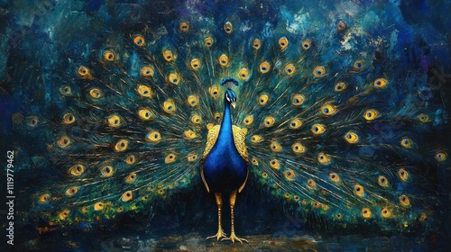 A majestic peacock displaying its vibrant plumage