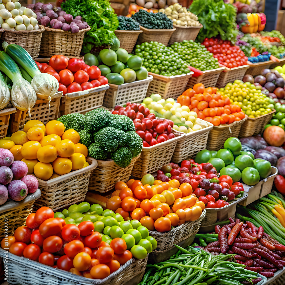 Vibrant Farmers Market. Fresh Fruits and Vegetables Vibrant Farmers Market. Fresh Fruits and Vegetables