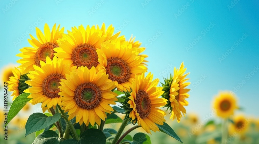 Obraz premium Sunflowers Against a Blue Sky